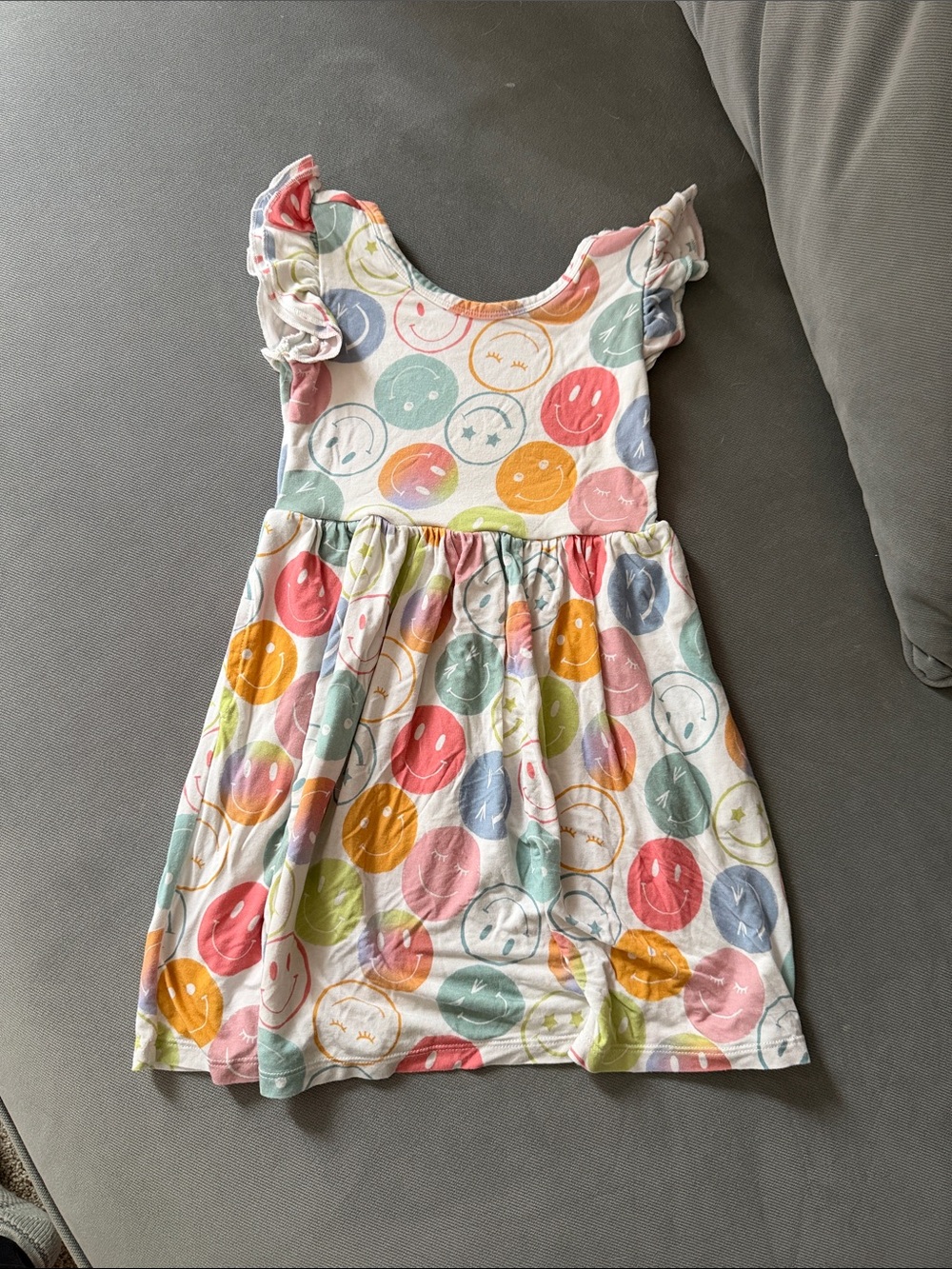 Little Sleepies White Dress with Multicolor Smiley Circles